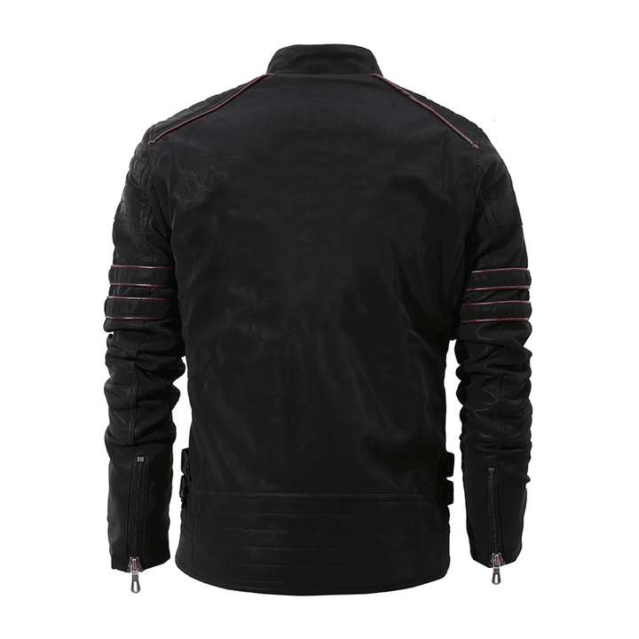 Men'S Autumn and Winter Fleece Leather Jacket