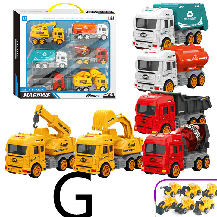 Children'S Car Toy Inertial Crane Excavator Truck Fire Truck Set