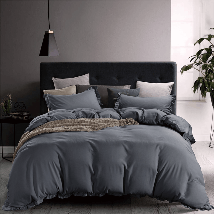 3PCS Super Soft Polyster Bedding Sets Satin Faux Silk Duvet Cover Pillowcase for Home Hotel