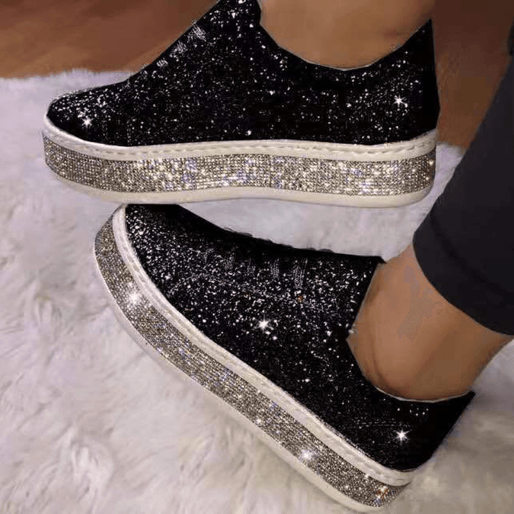 Women Glitter Sequined Fashion Lace up Party Casual Platform Shoes Flats