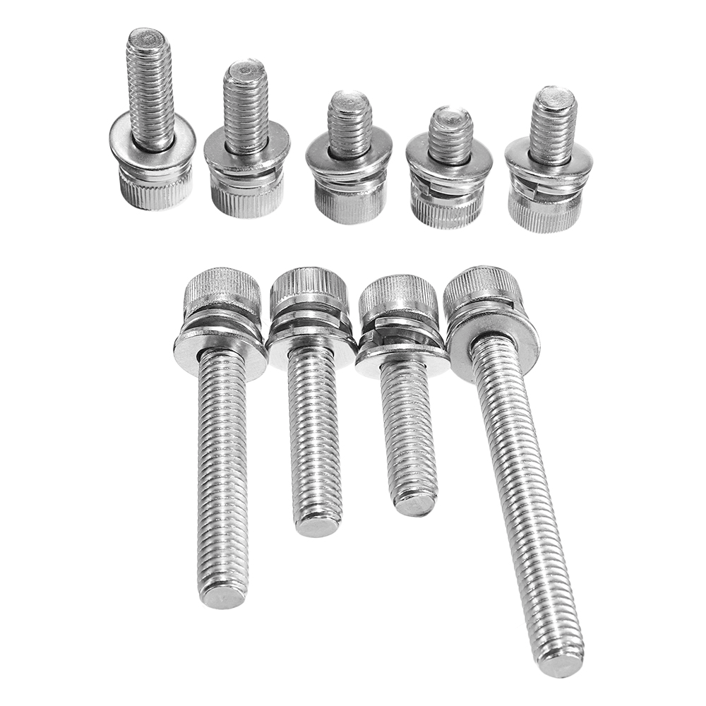 Suleve M6SH3 50Pcs M6 Hex Socket Knurled Cap Head Screw 304 Stainless Steel Bolt Assortment Set