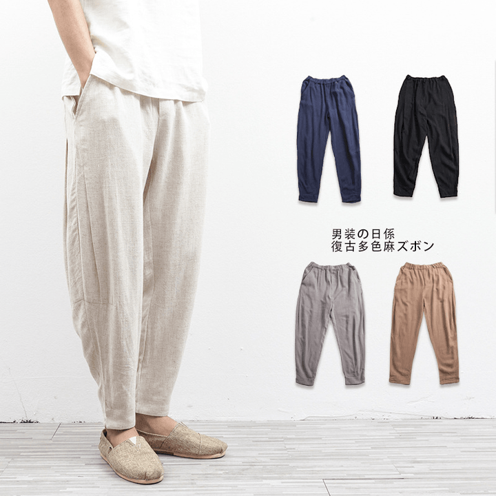 Mens Casual Pants Linen Pants Cotton New