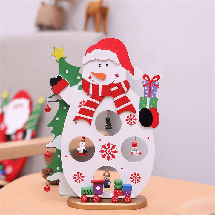 24*17CM Christmas Santa Claus Snowman Holiday Desktop Wooden Craft Decorations