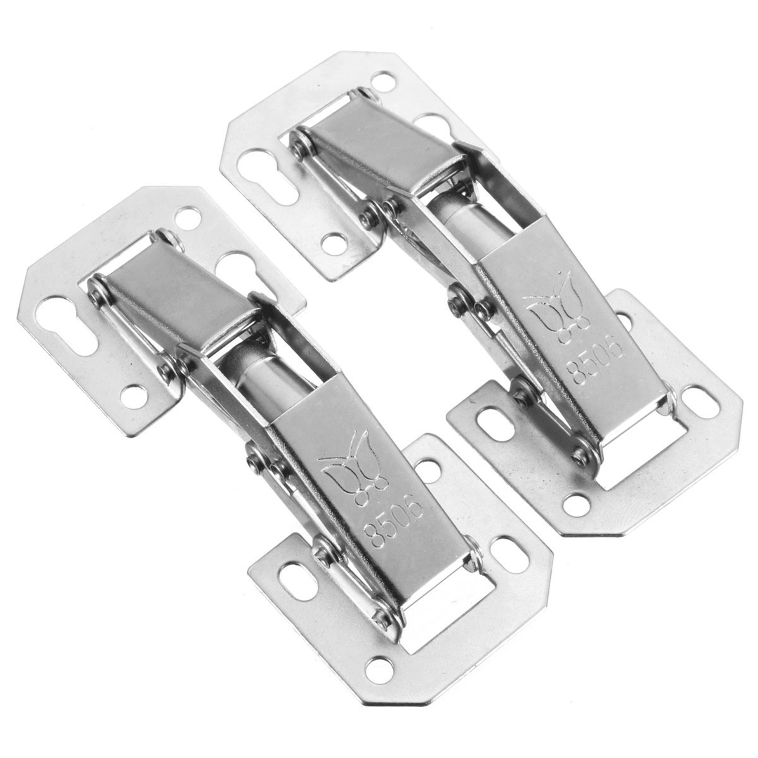 2Pcs Cabinet Bridge Hinge Cupboard Door Hinge 90° Easy Mount Concealed Cabinet Kitchen Cupboard Sprung Door Drawer Hinges