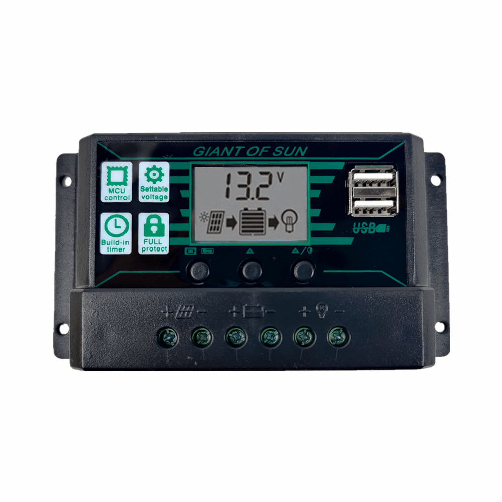 12V/24V 10A-100A LCD Solar Controller Dual USB DC Port Current Solar Charge Cotroller