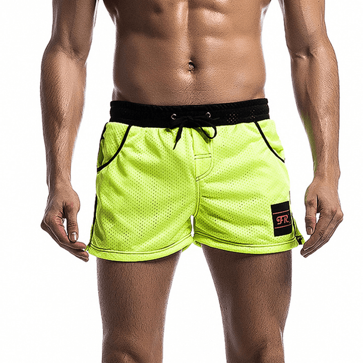 Mens Mesh Underwear Shorts Leisure Fashion Running Fitness Elastic Waist Drawstring Sports Shorts