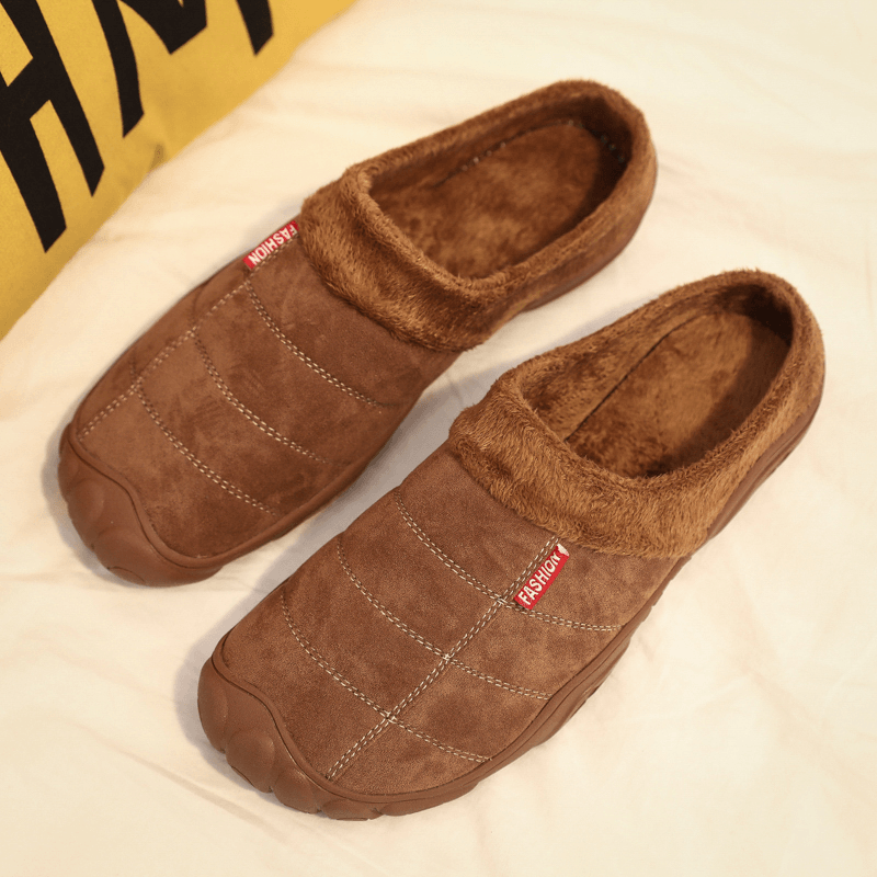 Men Soft Comfy Suede Non Slip Warm Home Cotton Slippers