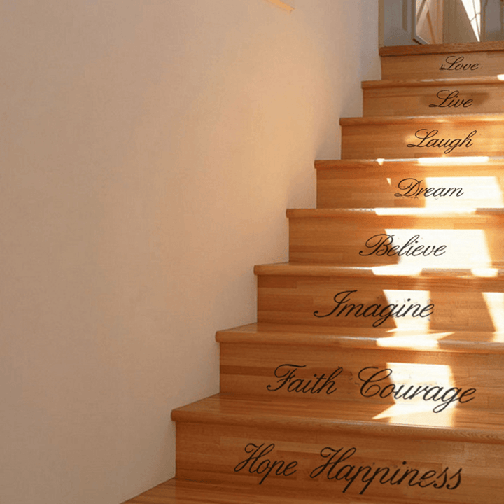 8Pcs Stair Wall Stickers Word Decal Home Mural Decor Art DIY 40X60 Black Letters