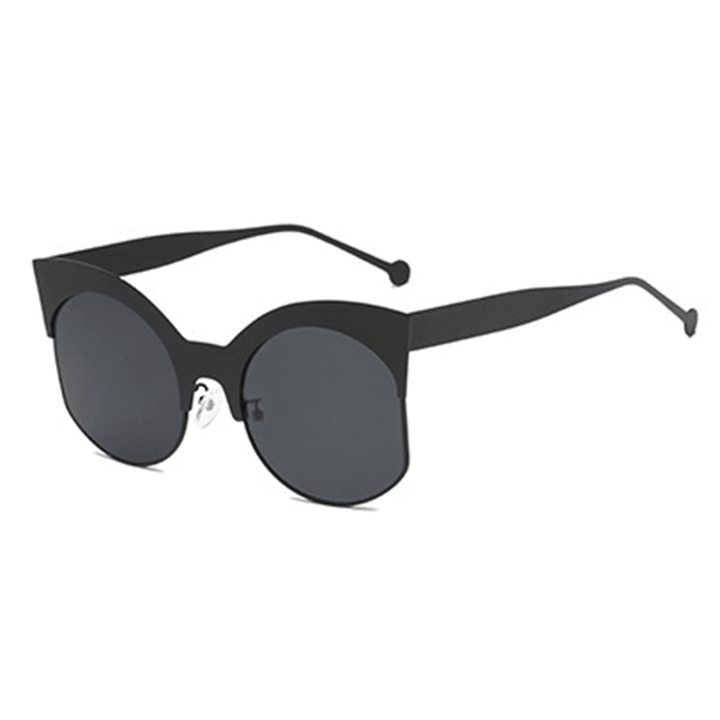 Women Men Outdoor Metal Half Frame Sunglasses Big Frame Ocean Piece Sunglasses - MRSLM