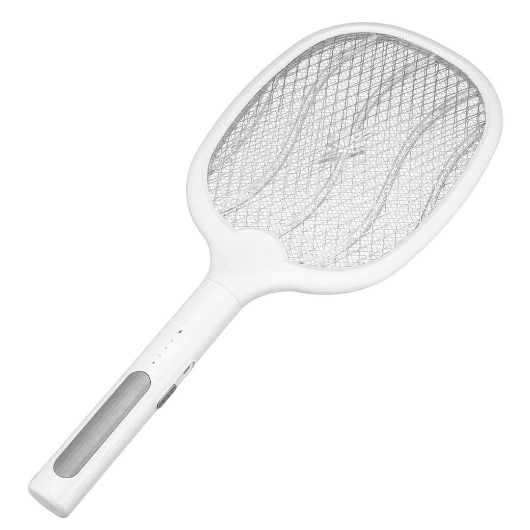 2 in 1 Electronic Fly Swatter Three-Layer Large Grid Intelligent Electric Mosquito Swatter with LED Light 1200Mah 3500V USB Rechargeable