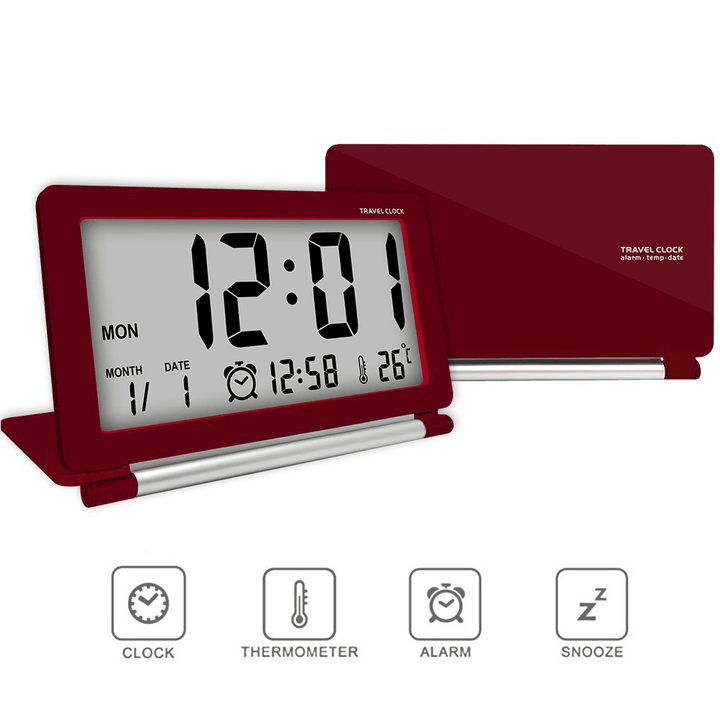 DC-11 Electronic Travel Alarm Clock Folding Desk Clock with Temperature Date Time Calendar - MRSLM