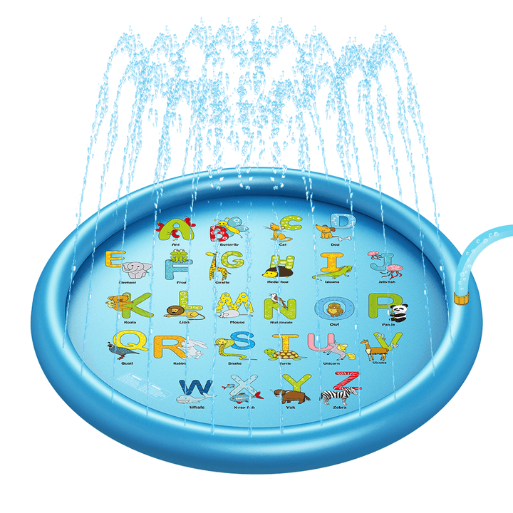 170Cm Sprinkle Play Mat Sprinkler Pad for Kids Sprinkler Pool for Children Outdoor Water Toys Learning Educational Wading Pool for Toddlers Boys Girls