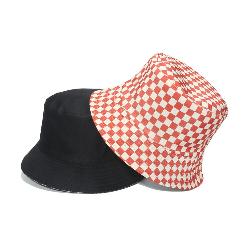 Fashion Personality Black and White Checkerboard Plaid Fisherman Hat