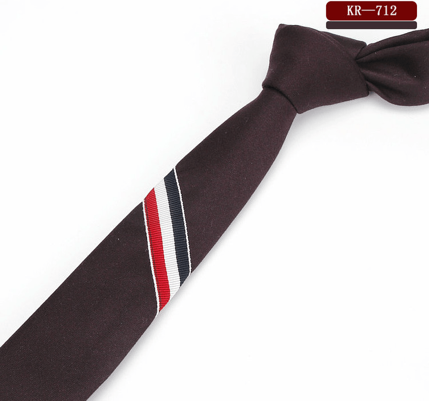 Men'S and Women'S British Super Narrow Casual Quality Cotton Tricolor Tie