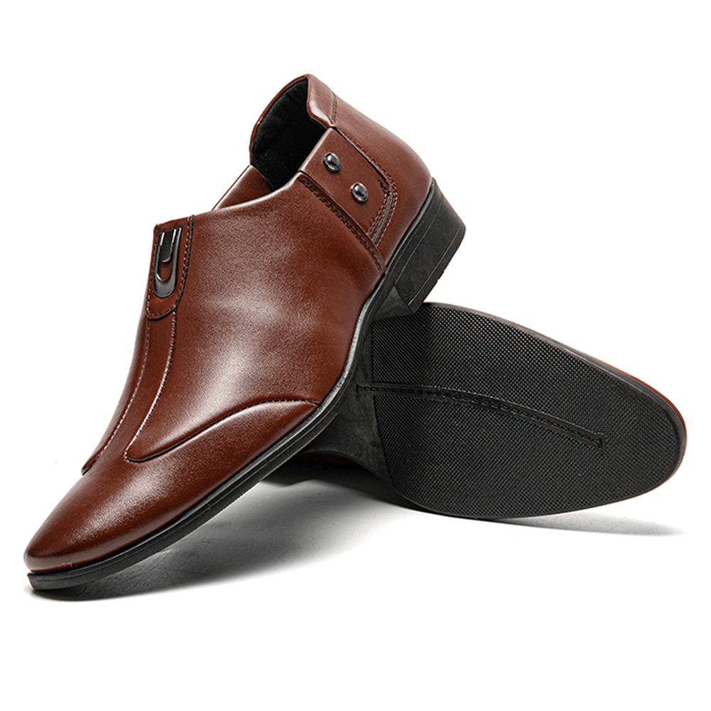 Men Breathable Pointed Head Comfy Slip-On Business Dress Shoes