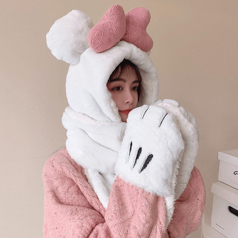 Butterfly Plush Multifunctional Hat Scarf Gloves