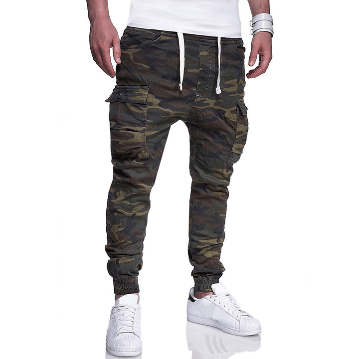 Men'S Fashion Camouflage Printed Tether Belt Casual Pants