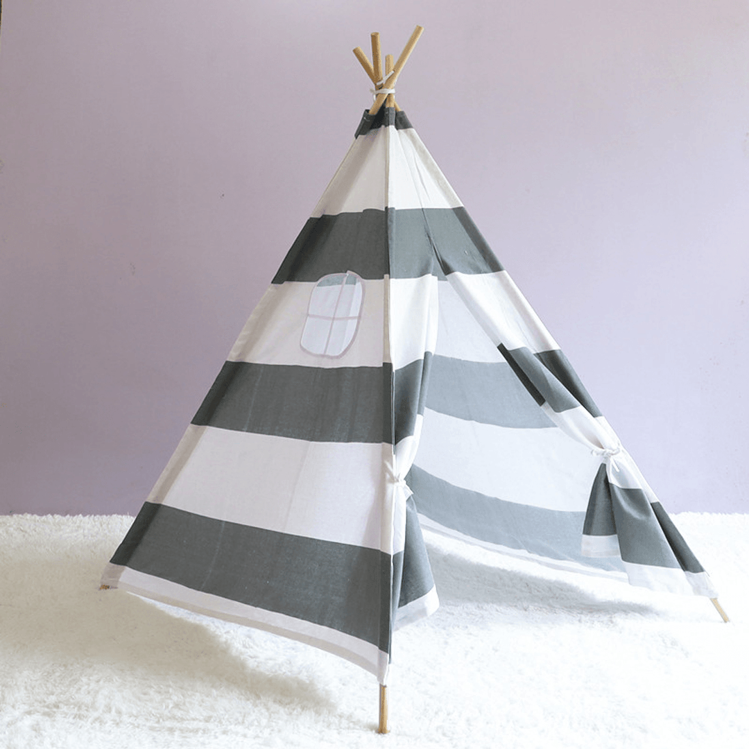 Large Teepee Tent Kids Cotton Canvas Play House Boy Girls Wigwam