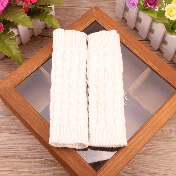 Women Winter Hand Warmer Gloves Thick Arm Crochet Knitting Warm Fingerless Gloves - MRSLM