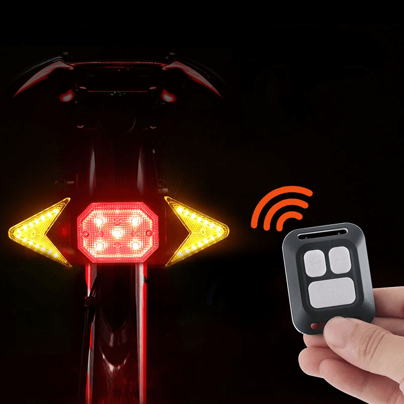 Boruit 6-Modes Remote Control Smart Bike Turning Signal Taillight Intelligent USB Bicycle Rear Light LED Warning Lamp