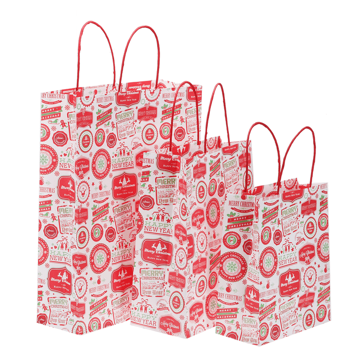 12Pcs/Lot Christmas Kraft Paper Bag Santa Gift Bag Candy Bag Christmas Party Sup