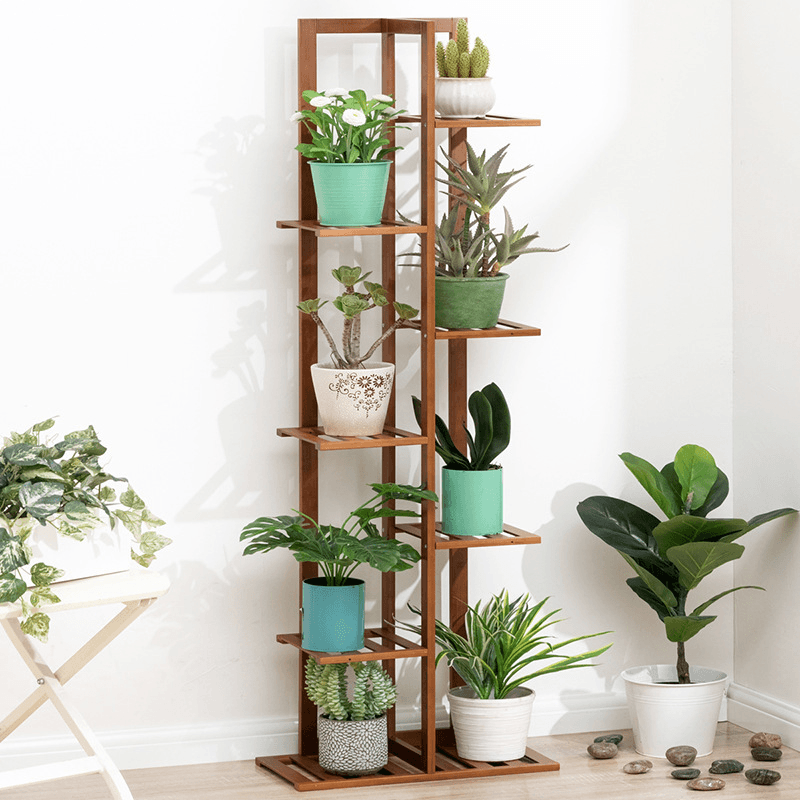 5/6/7-Tier Wooden Plant Stand Flower Pot Shelf Indoor Storage Display Rack