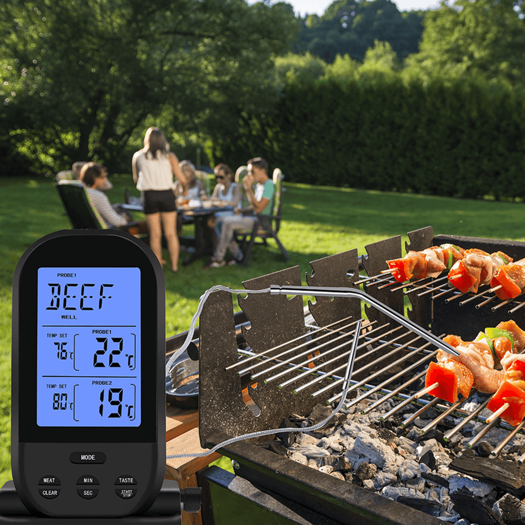 LCD Digital Kitchen BBQ Thermometer Dual Probe Detection Cooking Barbecue Grill Meat Detector