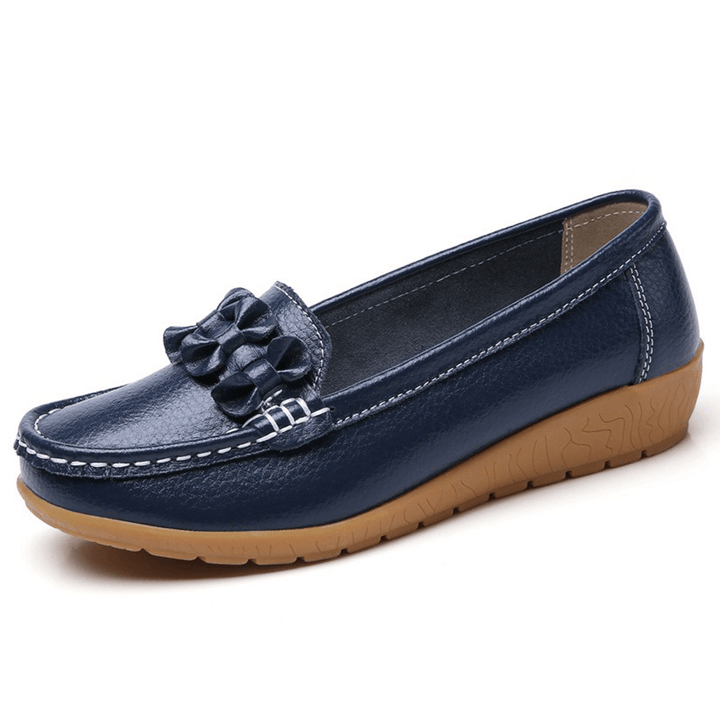 Women Bowknot Stitching Decor Comfy Slip Resistant Casual Loafers - MRSLM