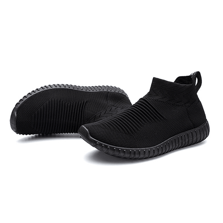 Men Comfortable Knitted Fabric High Top Slip on Sneakers