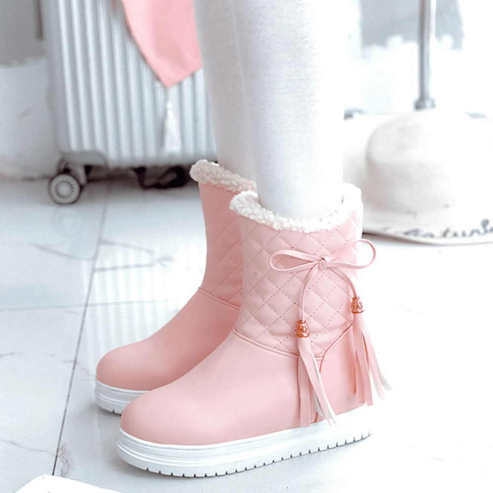 Warm Flat Platform Slip on Causal Soft Ankle Snow Boots