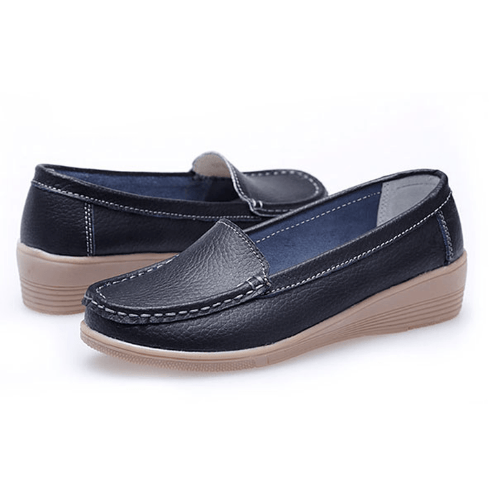 New Women Fashion Casual Breathable Comfortable Slip-On Wedge Heel Flat Shoes