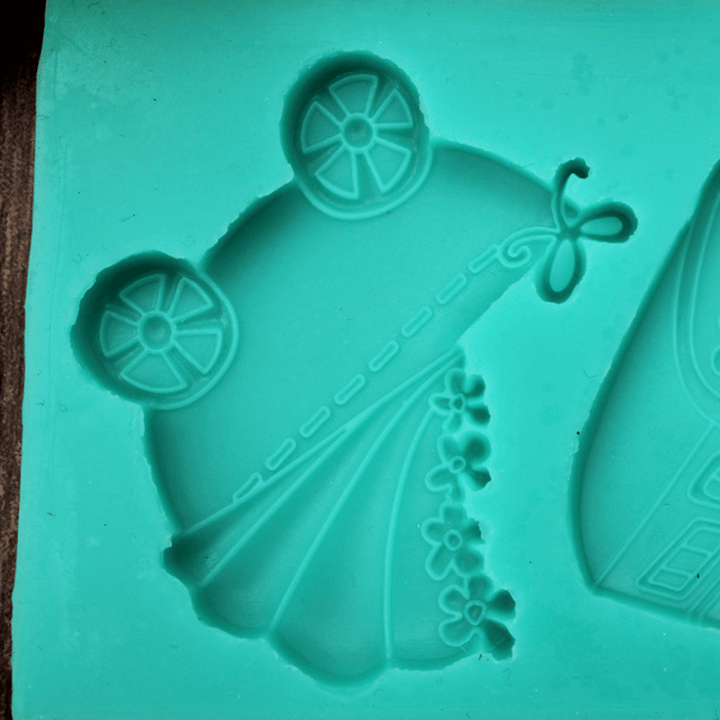 Baby Carriage Trolley Car School Bus Vehicle Silicone Wedding Cake Mold Decorating Mould