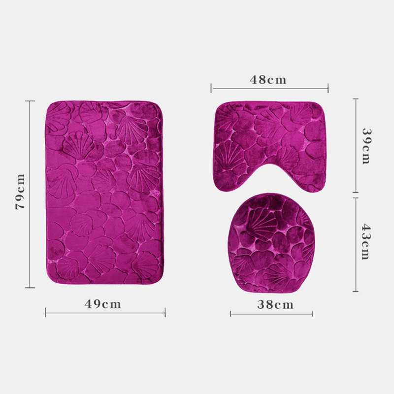 3Pcs Embossing Bath Mat for Bathroom Memory Foam Bathroom Carpet Mat Toilet Mat Bathroom Floor Rug