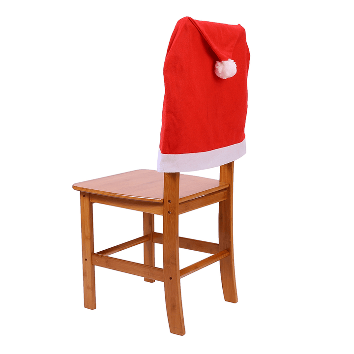 Red Hat Chair Cover Santa Claus Party Decor Slipcover Kitchen Table