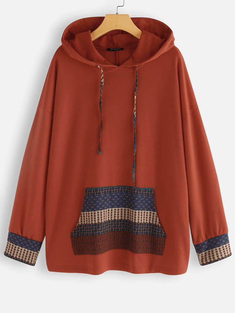 Casual Pockets Patch Overhead Hoodies Sweatshirt