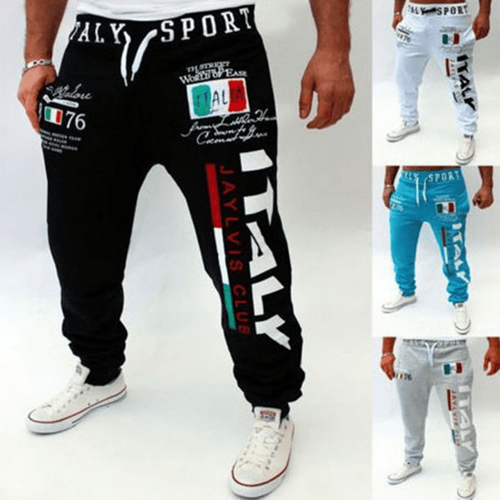 Men'S Letter Digital Print Casual Pants