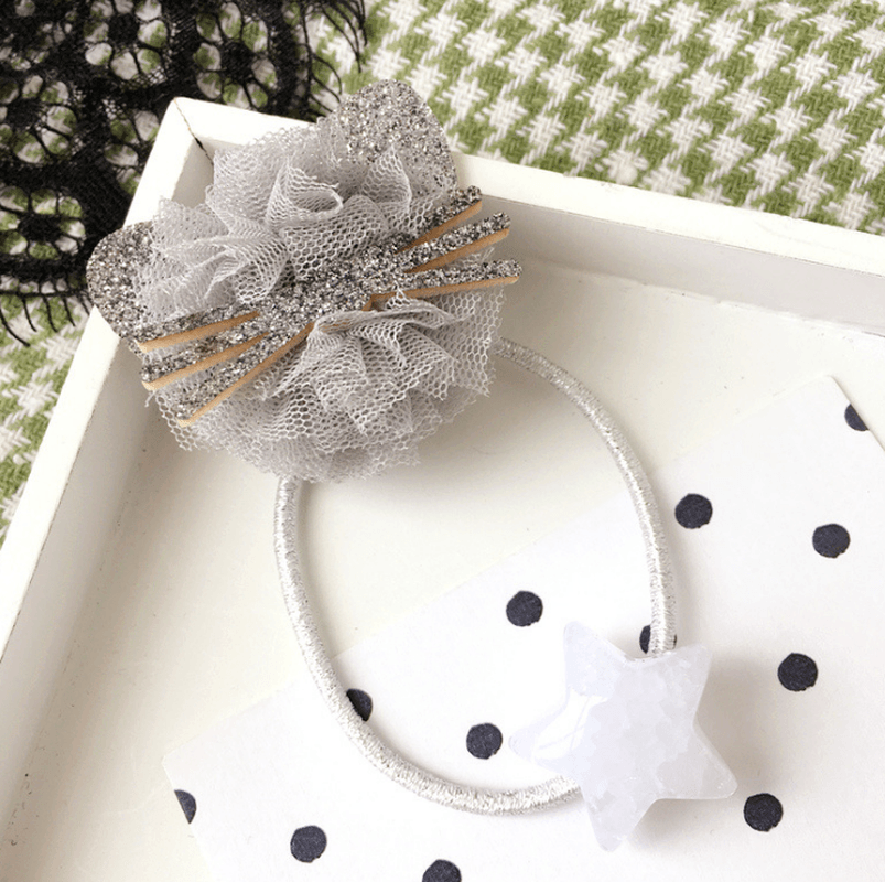 Korean Cat Lace Zircon Dress Hair Accessories Elastic Hair Band for Girls High Quality Rubber Ties - MRSLM