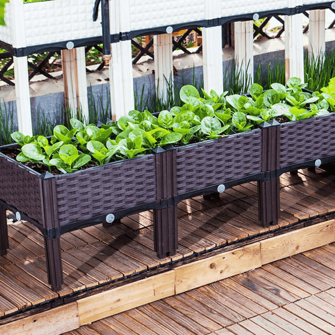 Double Layer Planting Box Plastic Rattan Grow Vegetables for Outdoor