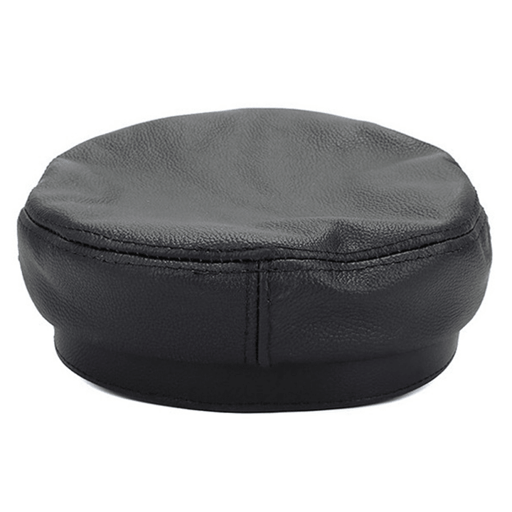 Unisex Genuine Leather Breathable Flat Hats Adjustable Cap