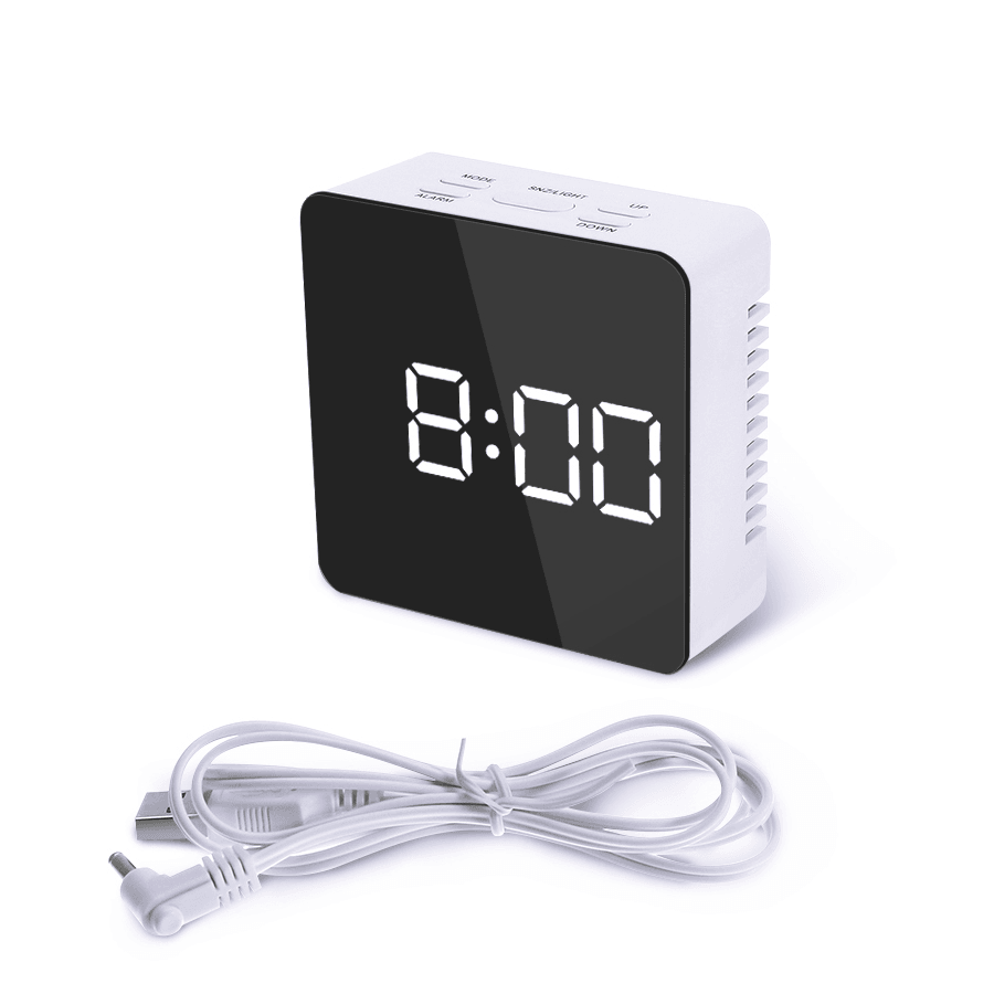 [2019 Third Digoo Carnival] Digoo DG-DM1 Wireless USB Mirror LED Digital Therometer Temperature Night Mode Black Alarm Clock - MRSLM