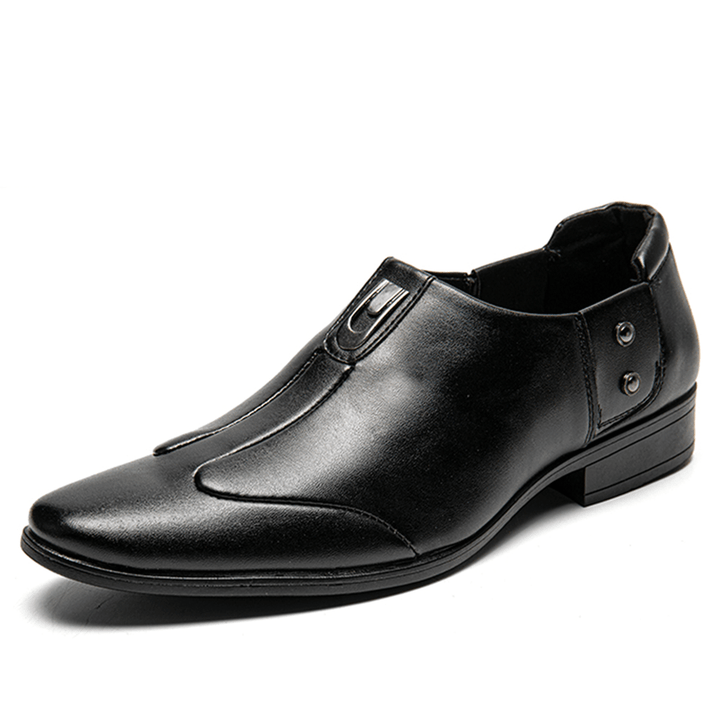 Men Breathable Pointed Head Comfy Slip-On Business Dress Shoes