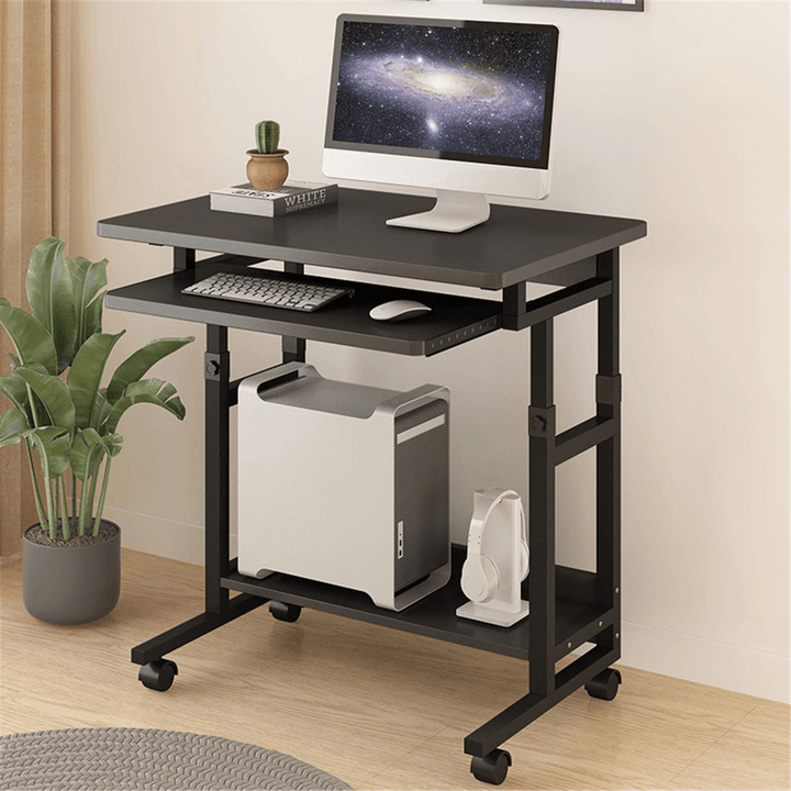 2 Layers Mobile Laptop Desk Cart Rolling Notebook Computer Stand Height Adjustable Bedside Table with Keyboard Tray Wheel