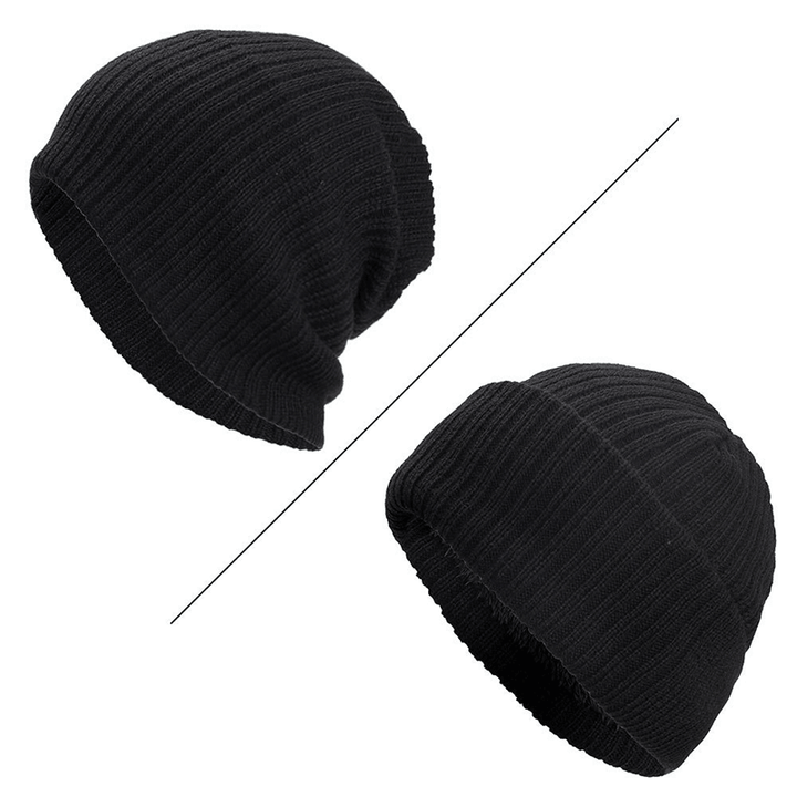 Men Winter Thicken Brimless Knitted Hat Slouch Beanie Caps - MRSLM