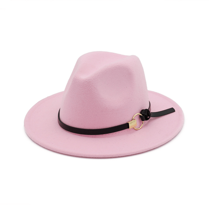 Simple Belt Flat Brim and Big Rim All-Match Jazz Hat