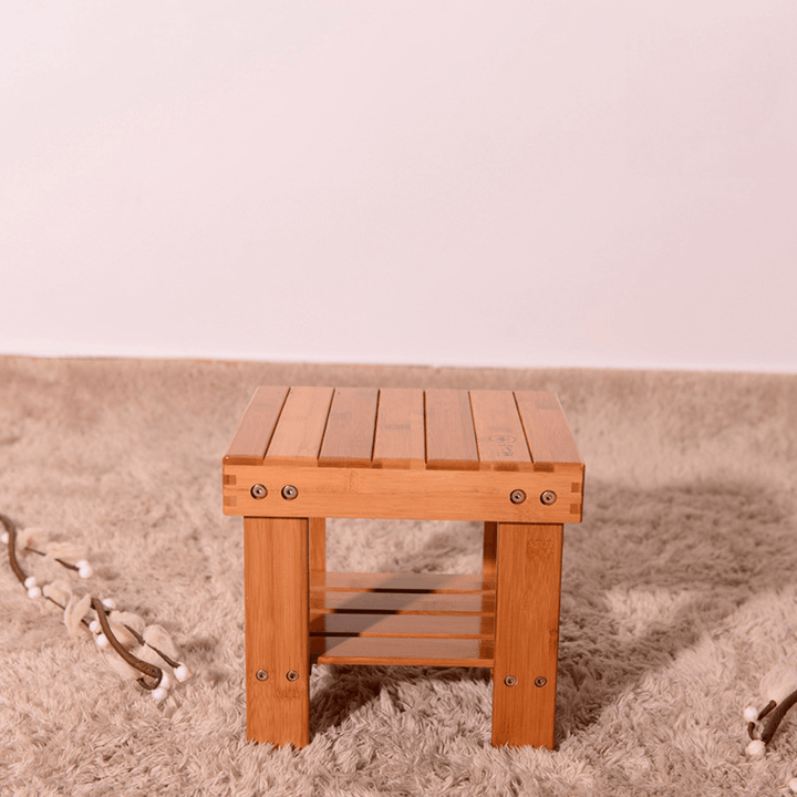 Bamboo Stool Wooden Square Stool Small Children Chair Bathroom Stool for Home Living Room Bedroom Bathroom