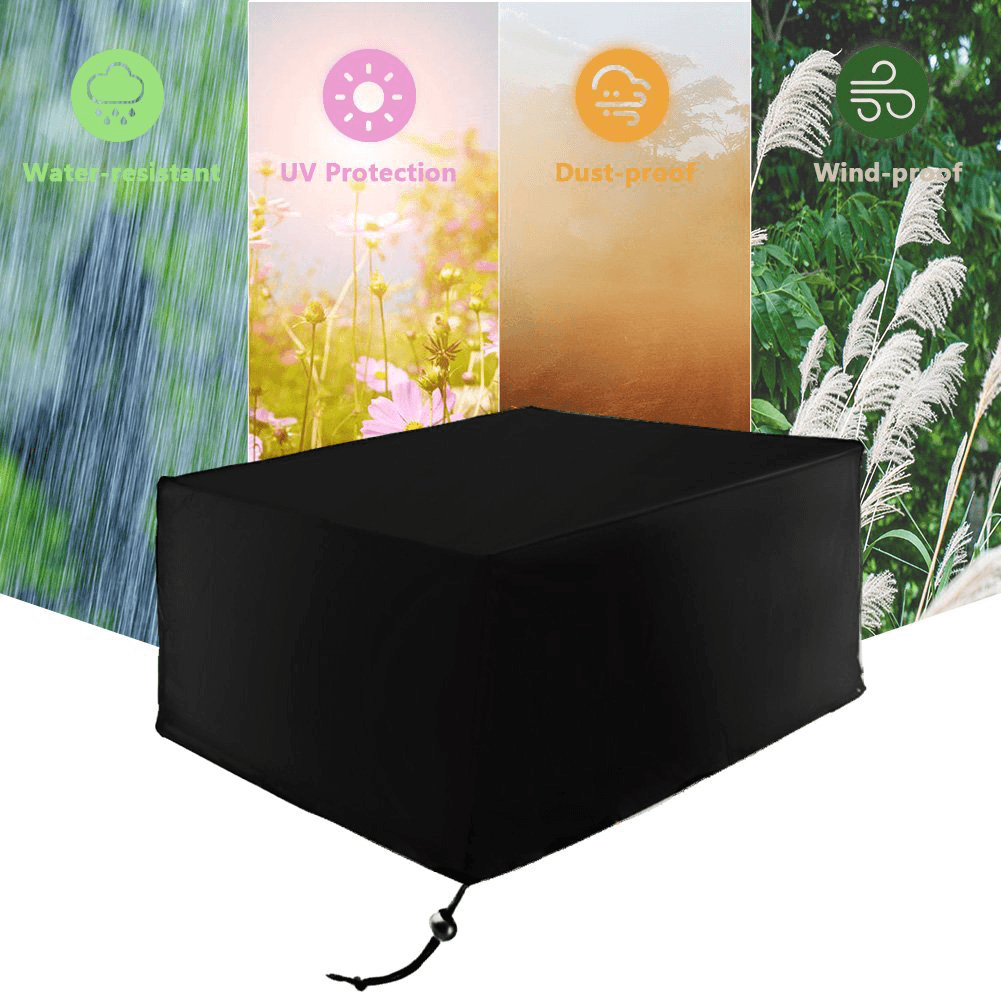 Patio Protective Furniture Cover Black Rectangular Extra Large Waterproof Dustproof Folding Cover