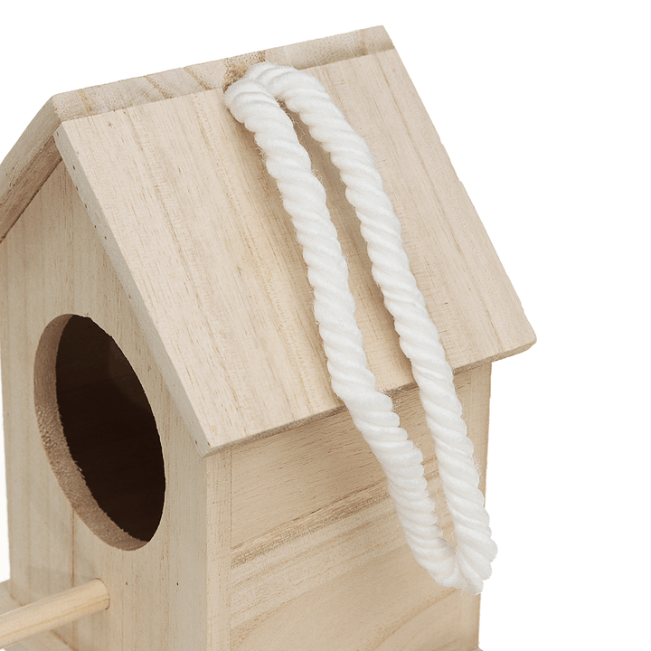 Wooden Bird House Feeder Wild Birds Nest Home Garden Nesting with Hanging Bird Net