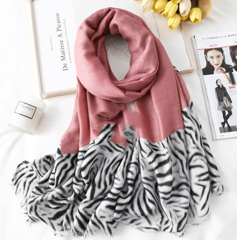 Men'S and Women'S Cotton Scarf Casual Leopard Print Long Gauze Scarf