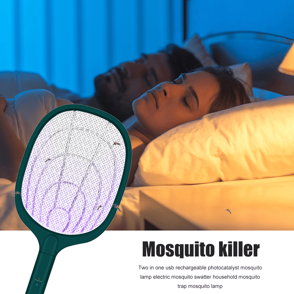 2 in 1 Portable Mosquitos Killer Pest Control 3000V Bug Racket Fly Swatter Safety Mosquito Killer Lamp for Indoor Outdoor