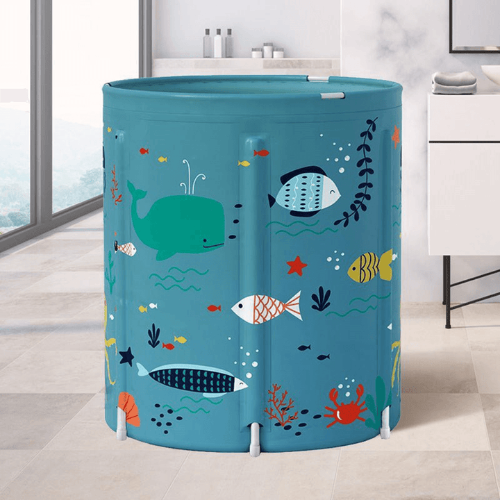 6 Layers Thicken Folding Bath Tub Bucket Portable PVC Water Tub Household Folding Adult Bath Barrel Sauna Barrel 70X65Cm